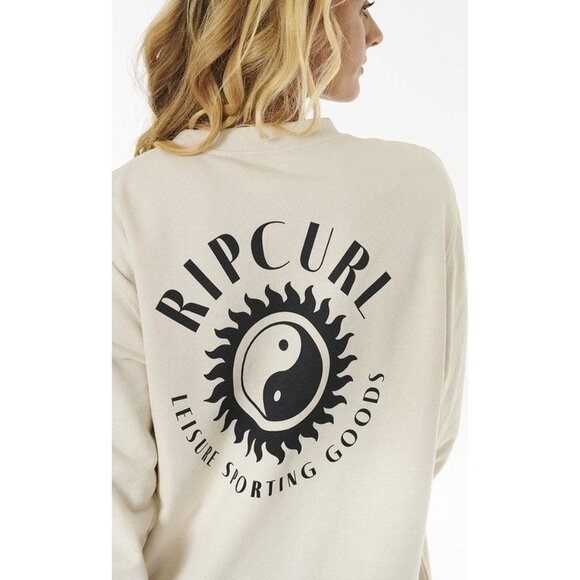 Ripcurl Run Swim Leisure Fleece Sweatshirt Long Sleeve Oversized Off White S NWT - Picture 2 of 16